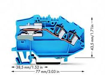 Oddělovací svorka WAGO 781-643, osazení: N, pružinová svorka, 6 mm, modrá, 50 ks