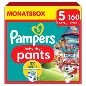 Pampers Baby-Dry Pants Paw Patrol, velikost 5 Junior 12-17kg, měsíční balení (1 x 160 plen)