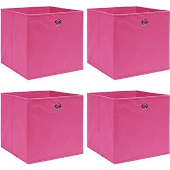 Úložné boxy 4 ks růžové 32 x 32 x 32 cm textil (288345)