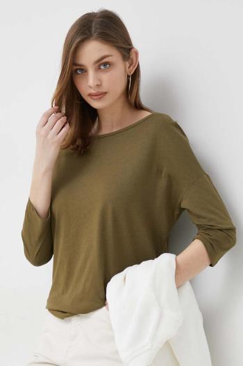 Tričko s dlouhým rukávem Sisley zelená barva