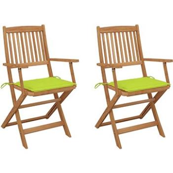 Skládací zahradní židle s poduškami 2 ks masivní akáciové dřevo, 3064601 (3064601)