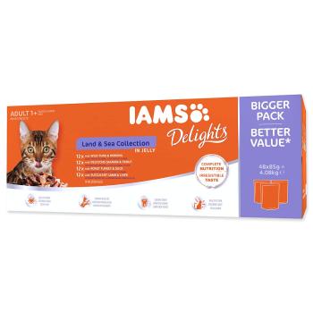 Kapsičky IAMS Delights mořské a suchozem. maso v želé multipack (48x85g) 4080 g