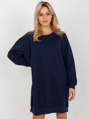 TMAVĚ MODRÉ MIKINOVÉ ŠATY VI-BL-095-1.11-DARK BLUE Velikost: ONE SIZE