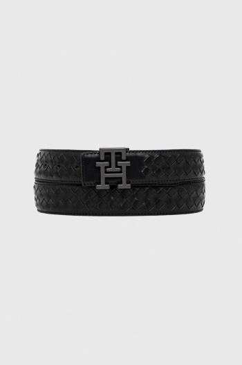 Oboustranný kožený pásek Tommy Hilfiger pánský, černá barva
