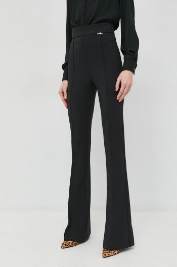 Kalhoty Elisabetta Franchi dámské, černá barva, jednoduché, high waist