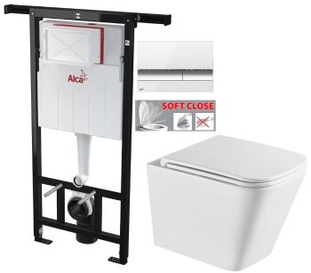 ALCADRAIN Jádromodul předstěnový instalační systém s bílým/ chrom tlačítkem M1720-1 + WC INVENA FLORINA WITH SOFT, včetně soft/close sedátka AM102/1120 M1720-1 FL1