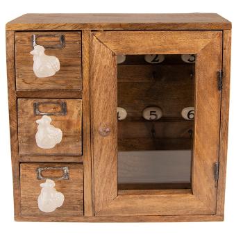 Dřevěná nástěnná skříňka na klíče se šuplíčky Chick Bei  - 31*10*31 cm 6H2171