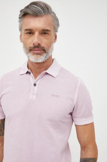 Bavlněné polo tričko BOSS Boss Casual růžová barva