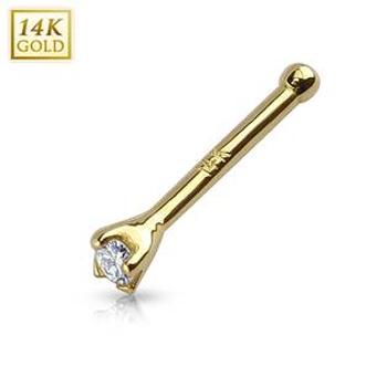 Šperky4U Zlatý piercing do nosu - čirý zirkon 1,5 mm, Au 585/1000 - ZL01041-YG