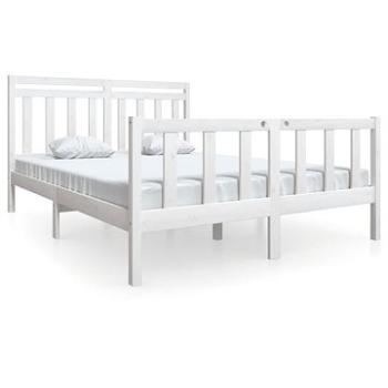Rám postele bílý masivní dřevo 160 × 200 cm, 3100969 (3100969)