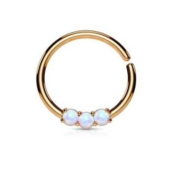 Šperky4U Zlacený piercing do nosu/ucha kruh s bílými opály - N01168-RD