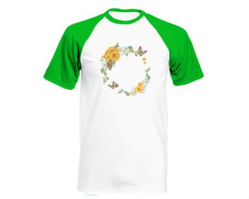 Pánské tričko Baseball Květinový rámeček s motýly