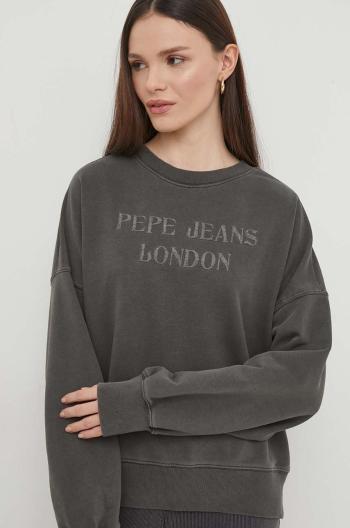 Mikina Pepe Jeans KELLY dámská, šedá barva, s aplikací, PL581426