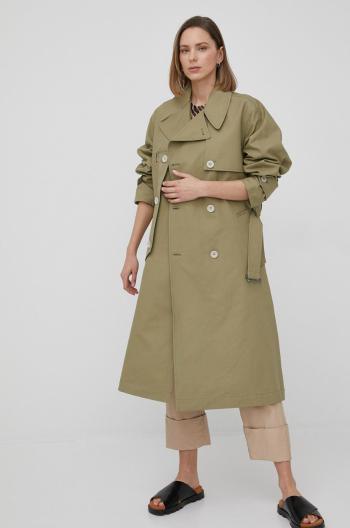 Trench kabát G-Star Raw dámský, zelená barva, přechodný, dvouřadový