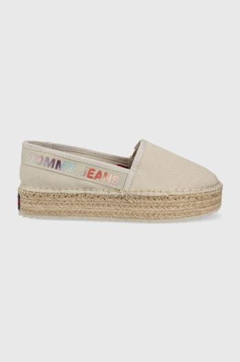 Espadrilky Tommy Jeans béžová barva, na platformě