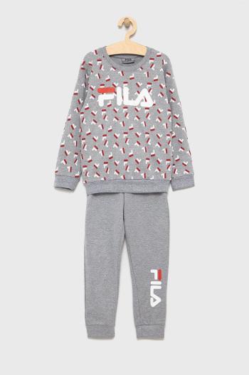 Dětské bavlněné pyžamo Fila šedá barva, vzorované