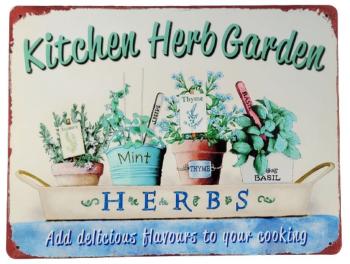 Nástěnná kovová cedule Kitchen Herb Garden - 33*25 cm 8PL-121782533111