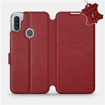 Flipové pouzdro na mobil Samsung Galaxy M11 - Tmavě červené - kožené -   Dark Red Leather (5903516387403)