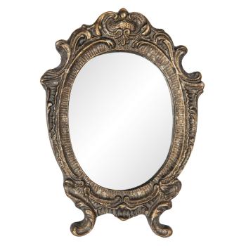 Oválné zrcadlo ve zlatém rámu ve vintage stylu s patinou - 9*1*12 cm 62S178