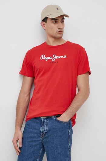 Bavlněné tričko Pepe Jeans Eggo červená barva, s potiskem