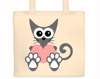 Plátěná nákupní taška Kočka a srdce