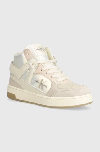 Sneakers boty Calvin Klein Jeans BASKET CUPSOLE HIGH MIX ML MTR béžová barva, YW0YW01489