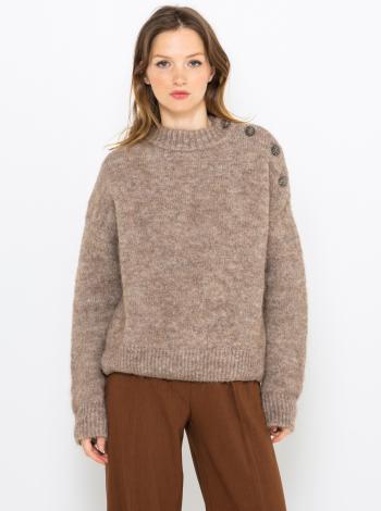 Hnědý vlněný svetr z alpaky CAMAIEU