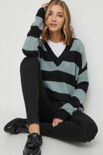 Svetr z vlněné směsi Pepe Jeans FELICE STRIPE dámský, zelená barva, PL702096