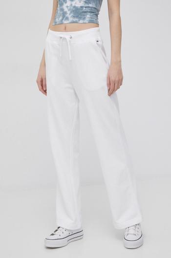 Kalhoty Tommy Jeans dámské, bílá barva, hladké