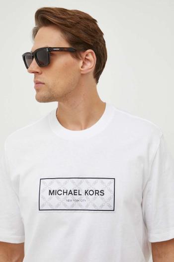 Bavlněné tričko Michael Kors bílá barva, s aplikací