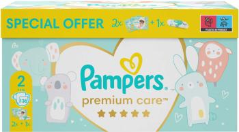Pampers Premium Care Velikost 2, 136 Plenek + ubrousky ZDARMA