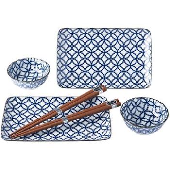 Made In Japan Sushi Set 4 ks Blue & White with Geometric Symbol (MIJC0308)