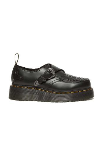 Kožené polobotky Dr. Martens Ramsey Quad Monk dámské, černá barva, na platformě, DM31680001