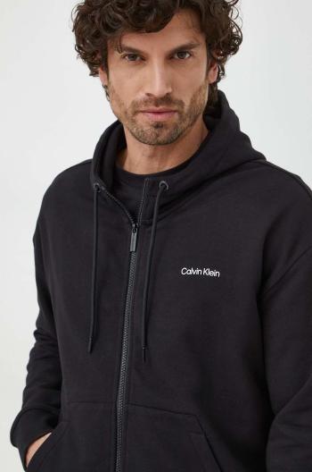 Bavlněná mikina Calvin Klein pánská, černá barva, s kapucí, hladká, K10K112446