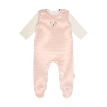 Steiff Romper set pruhy Silver růžová