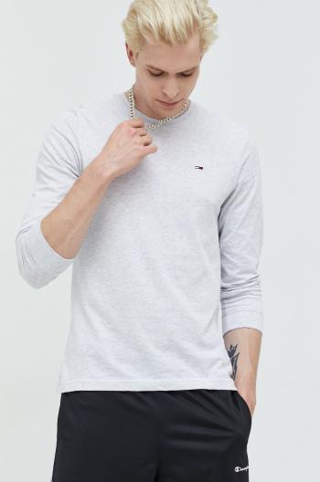 Bavlněné tričko s dlouhým rukávem Tommy Jeans šedá barva