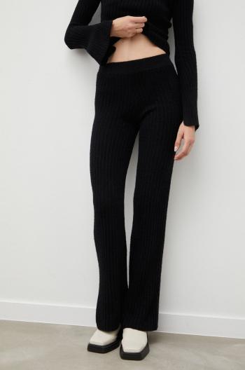 Vlněné kalhoty Birgitte Herskind dámské, černá barva, zvony, high waist