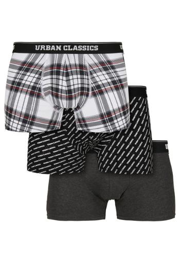 Urban Classics Boxer Shorts 3-Pack cha+logo aop+wht plaid aop - S