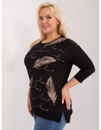 Dámská halenka s 3/4 rukávy plus size  KEVA černá