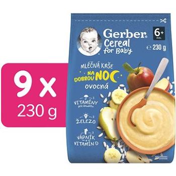 GERBER Cereal mléčná kaše Dobrou noc ovocná 9× 230 g (8445290501790)