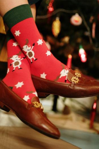 Červeno-zelené ponožky Christmas Reindeer