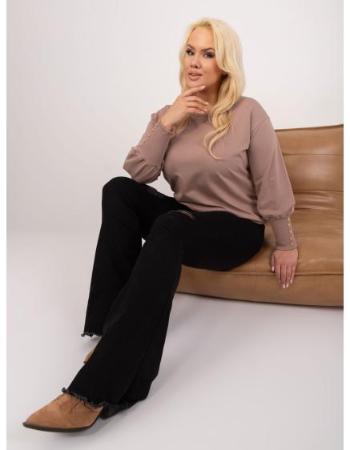 Dámská halenka plus size s buffovými rukávy tmavě béžová  