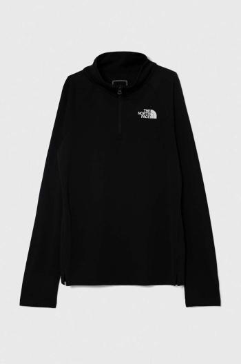 Dětské tričko s dlouhým rukávem The North Face NEVER STOP 1/4 ZIP černá barva, s potiskem