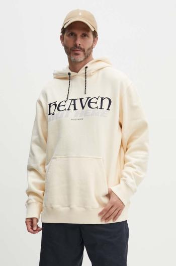 Bavlněná mikina Wood Wood Zeus Heaven Hoodie pánská, béžová barva, s kapucí, s aplikací, 12335603.2493