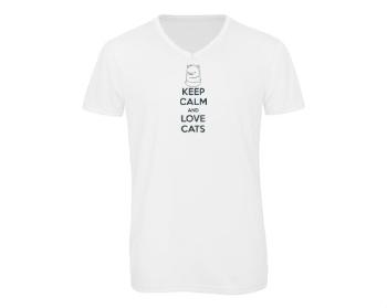 Pánské triko s výstřihem do V love cats