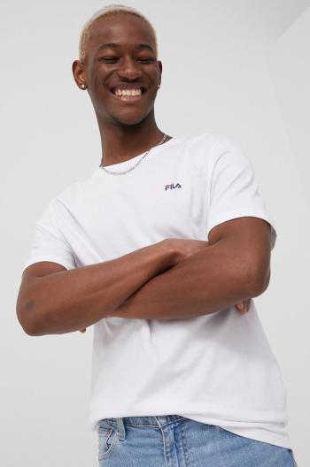 Bavlněné tričko Fila (2-pack) bílá barva, hladký