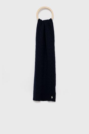 Vlněná šála Polo Ralph Lauren tmavomodrá barva, hladká