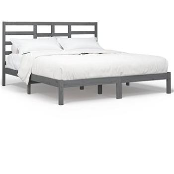 Rám postele šedý masivní dřevo 180 × 200 cm Super King, 3105812 (3105812)