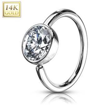 Šperky4U Zlatý piercing kruh, 0,8 x 8 mm, Au 585/1000 - ZL01060-WG