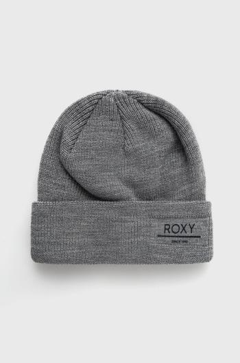 Čepice Roxy šedá barva, z husté pleteniny